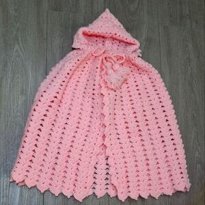 Vintage Pink Knit Infant-Toddler Pink Poncho Cape